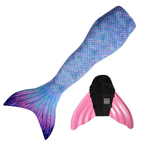 Sun Tail Mermaid Swim Set Aurora Borealis Mermaid Tail Pink Monofin