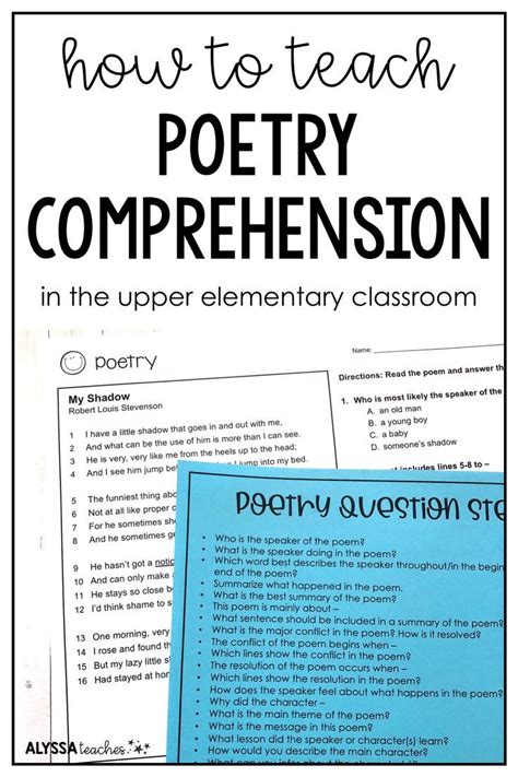 Poetry Comprehension For Upper Elementary Artofit