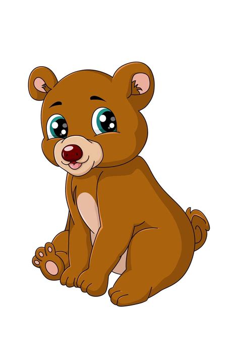 A Little Happy Baby Brown Bear Sitting Design Animal Cartoon Vector