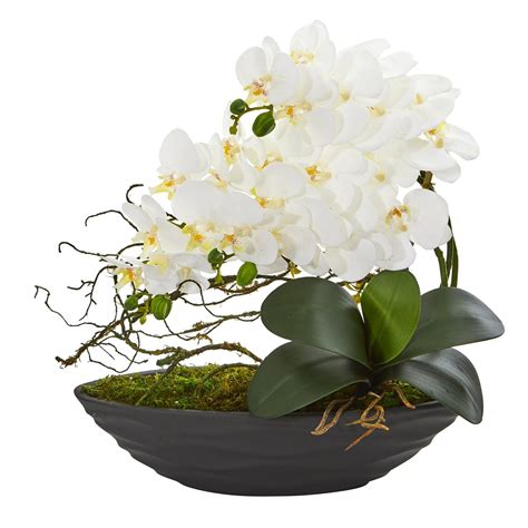 Phalaenopsis Orchid Artificial Arrangement In Decorative Planter Nearly Natural