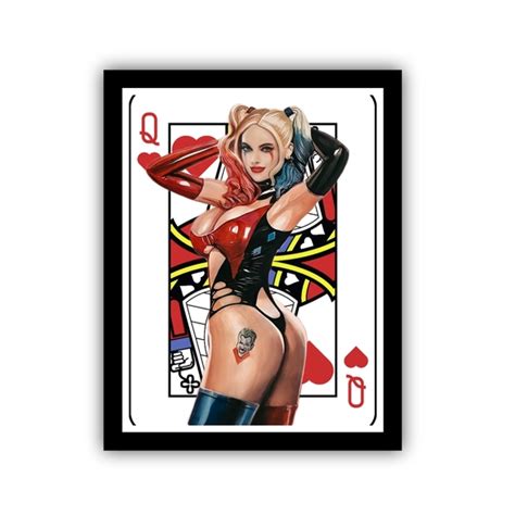 Dc Comics Art Harley Quinn Art Sexy Suicide Squad Queen Card Poster Framed 1x85 Poshmark
