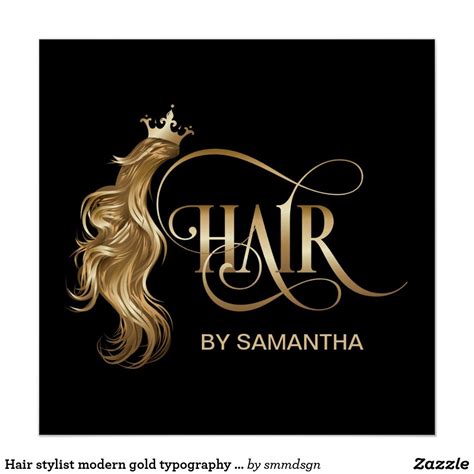 Hair Stylist Modern Gold Typography Hair Extension Poster Hair Salon