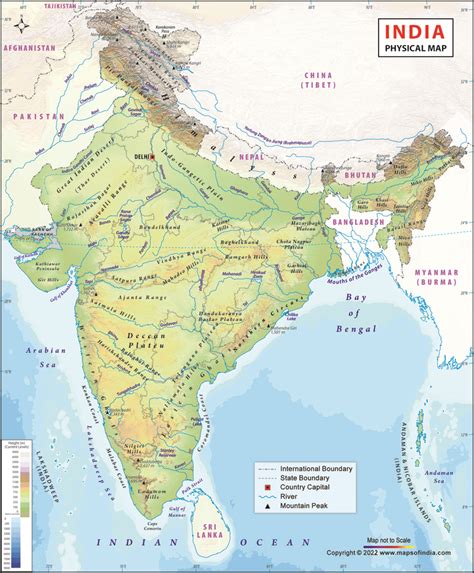 Physical Map Of India India Physical Map