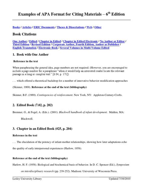 In the meantime, we've archived the sixth edition apa style blog, frequently asked questions pages, and other resources here. APA 6th Ed Lesley Examples PDF | Thesis | Apa Style