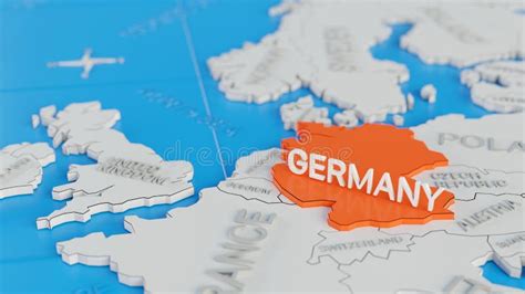 The Map Of Germany Is Highlighted In Blue On The Map Of Europe Stock