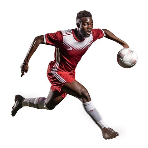 Premium Ai Image A Man In A Red And White Soccer Uniform With The