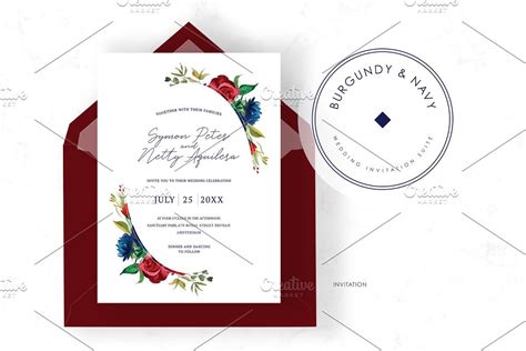 Maybe you would like to learn more about one of these? Burgundy & Navy Wedding Suite Include 9 PSD File Items: SIZE: Invitation (US A7 Card Size - 5"x7 ...