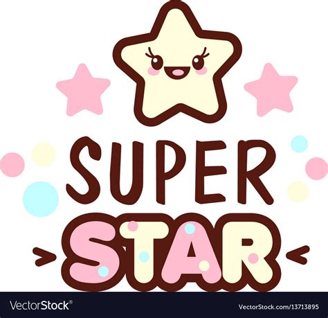 Cute Little Face And Super Star Lettering Vector Image