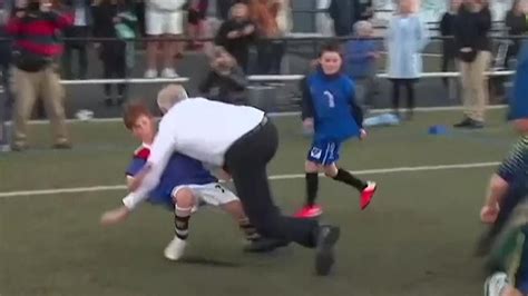 Australian Prime Minister Tackles Child During Soccer Game Youtube