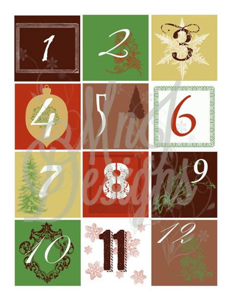 Printable Advent Calendar Numbers Christmas Countdown Advent
