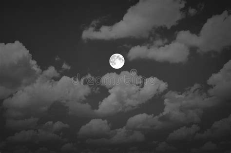 Black And White Image Of Full Moon Night Stock Image Image Of Cloud