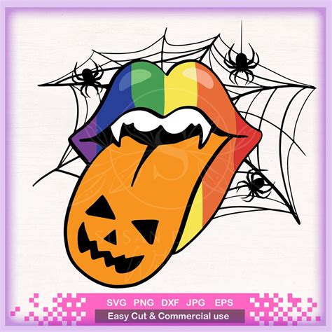 Pumpkins Rainbow Lips Svg Mouth Svg Halloween Tongue Out Etsy Canada