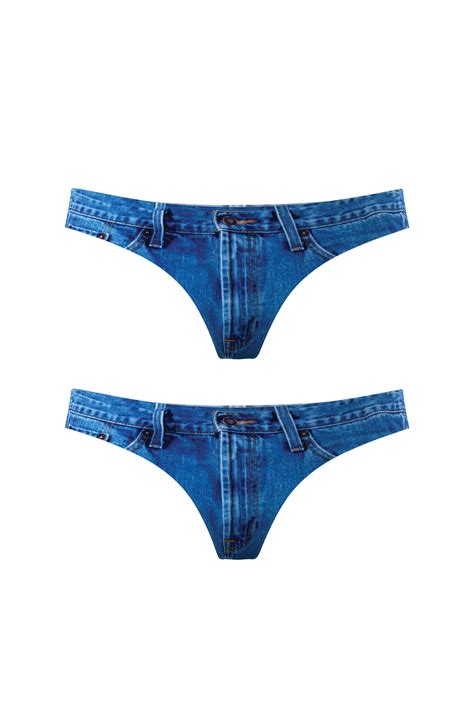 Denim Thong Couples Matching Underwear 2 Pack The Jeanstring