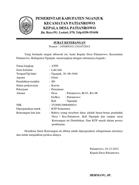 Contoh Surat Keterangan Ktp Masih Dalam Proses - Berbagi ...