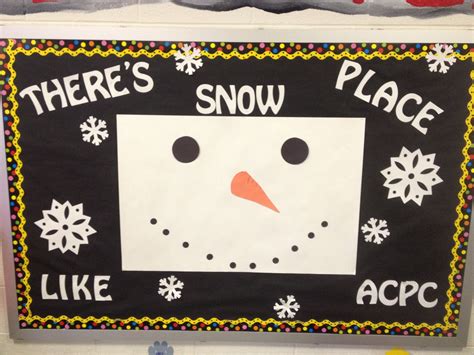 Wintry Bulletin Board Snowman Selfie With Snowflakes Winter