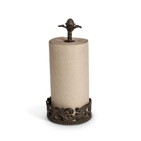 145 Bronze Round Tall Paper Towel Holder With Acanthus Leaf Metal