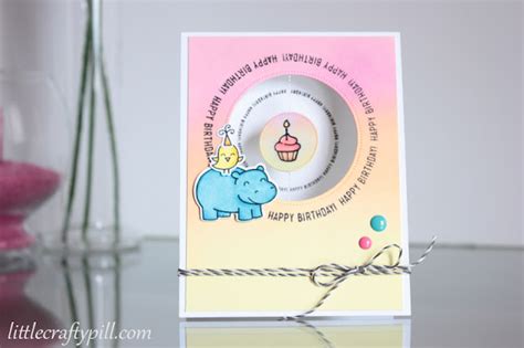 Little Crafty Pill Spinning Birthday Card And Blending With Dye Inks