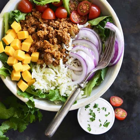 Turkey Taco Bowl Recipe With Rice Great For Leftovers An Edible Mosaic