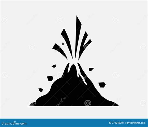 Volcano Eruption Icon Volcanic Activity Lava Active Erupt Vector Black