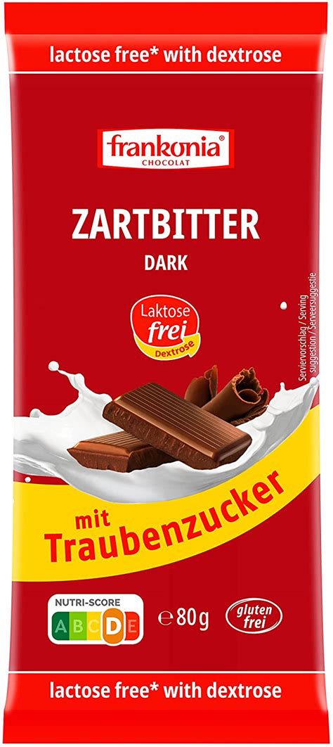 Frankonia Chocolat Zartbitter Mit Traubenzucker Laktosefrei