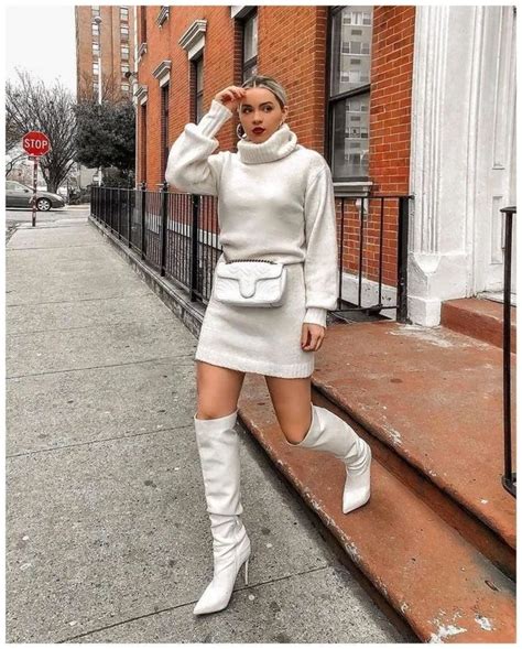 White Boots In 2020 White Boots Outfit Cool Street Fashion Fashion