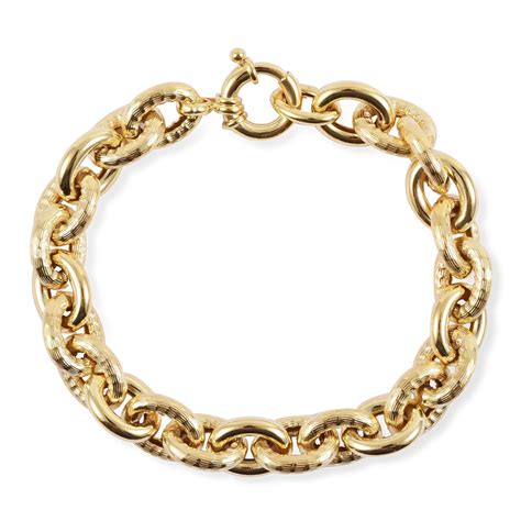 Shop Lc 10k Yellow Gold Diamond Cut Link Bracelet T Jewelry For