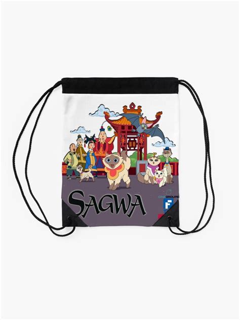 Sagwa The Chinese Siamese Cat Group Cast Shot Drawstring Bag By