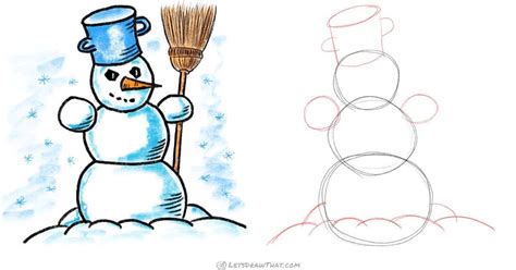 How To Draw A Snowman An Awesome Snowman Drawing Step By Step
