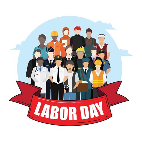 Vector Illustration Of Labor Day Logo Hard Worker Strong Man World