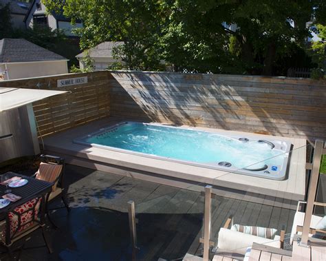 Hydropool Self Cleaning Swim Spa Installed Into A Deck Swim Spa Landscaping Swim Spa Spa
