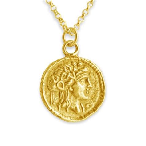 Gold Plated Necklace Athena Greek Goddess Ancient Coin Ancient Coin