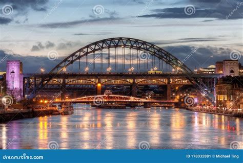 Iconic Tyne Bridge At Sunset In Newcastle Upon Tyne Uk Stock Image