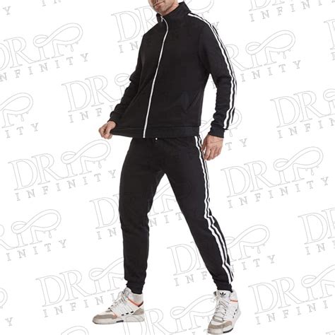 Drip Infinity Mens Black Twin Side Stripe Tracksuit Drip Infinity