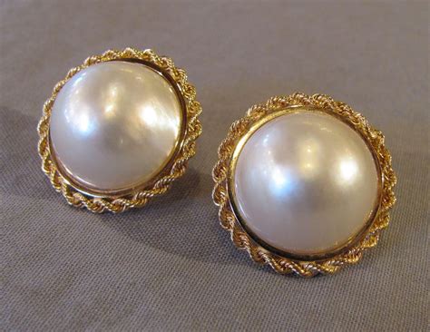 Vintage 1960s 14k Mabe Pearl Earrings 24mm Screwback Pearl Earrings
