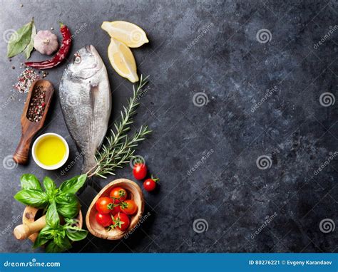 Raw Fish Cooking Ingredients Stock Image Image Of Cuisine Food 80276221