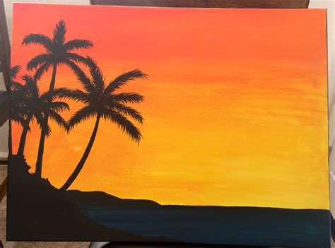 Palm Tree Sunset Painting Sunset Canvas Painting Palm Trees Painting