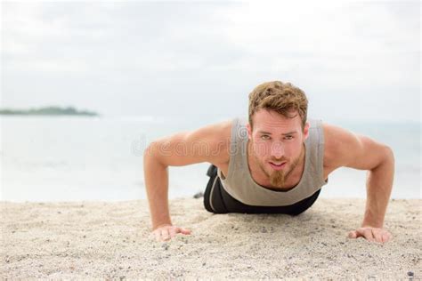 Push Ups Crossfit Man Fitness Training On Beach Stock Photo Image Of
