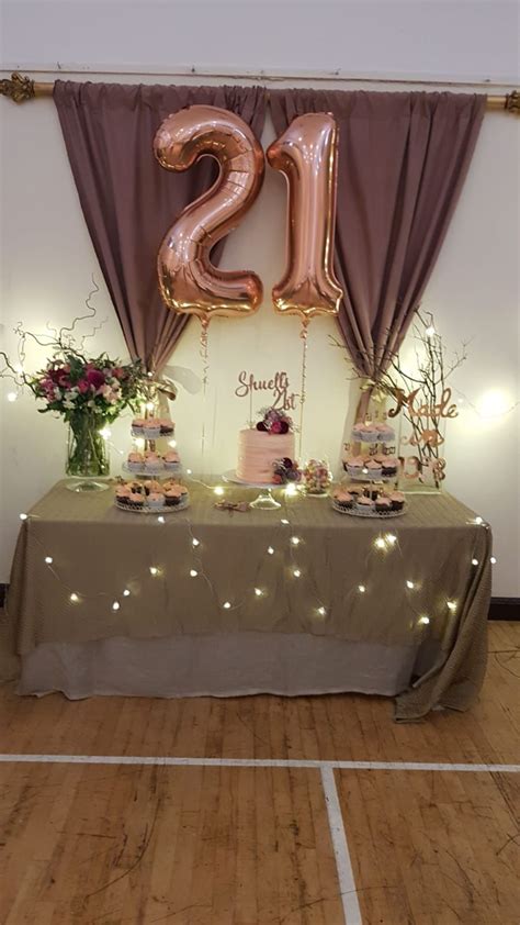 21st Birthday Rose Gold Table Decor Birthday Party Table Decorations