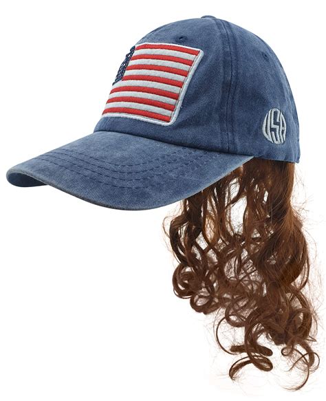 Buy Usa Mullet Hat With Attached Brown Hair Wig For An All American