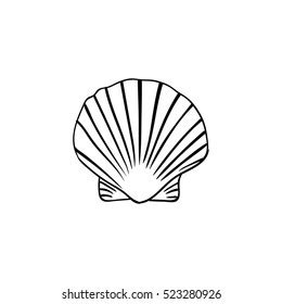 Sea Shell Scallop Black Engraving Vintage Stock Vector Royalty Free