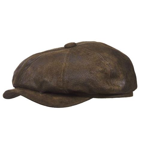 Stetson Weathered Leather Newsboy Cap In 2020 Newsboy Cap Leather