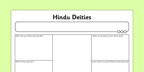 Hinduism Worksheet Worksheet Hindu Deities Teacher Made