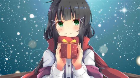 Wallpaper Anime Girl Beauty Christmas New Year 4k