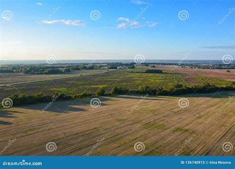 Beautiful Top View Of Summer Rural Landscape Of Moscow Region Russia