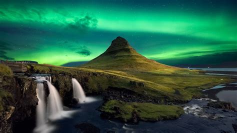 2560x1440 Aurora Borealis Hd Waterfall 1440p Resolution Wallpaper Hd
