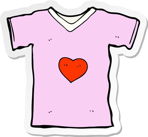 Sticker Of A Cartoon T Shirt With Love Heart 8634619 Vector Art At Vecteezy