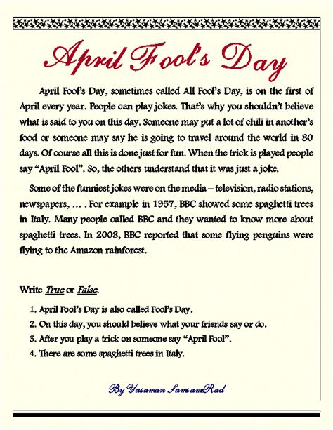 14 Free April Fools Worksheets