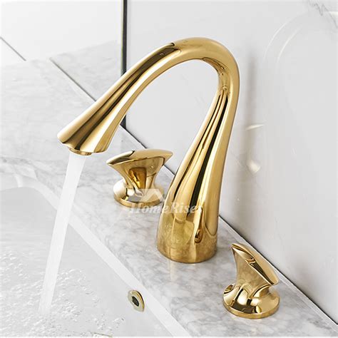 Black bathroom vessel sink faucet deck mount single cold water only tap. Gold/ Black/ Silver Swan Bathroom Faucets 3 Hole Polished ...