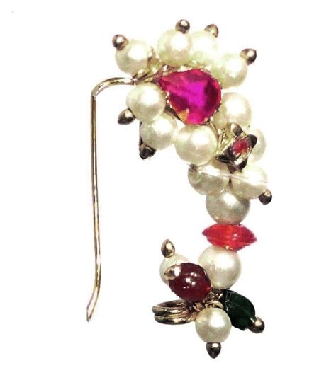 Buy Nath Medium For Left Pierced Nose Maharashtrian Nose Ring Of Special White Pearl Beads Online