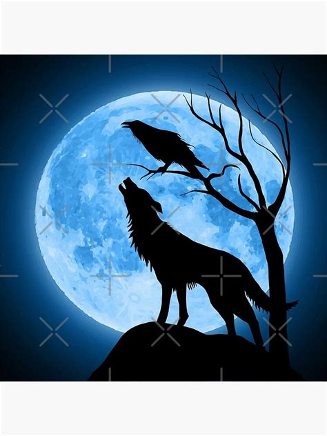 Wolf Raven And Moon Poster For Sale By Micho2591 Redbubble